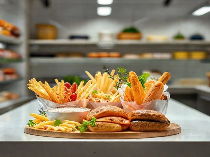 Abstract graphic pattern of stylized, minimalist vintage cutlery or kitchen implements arranged artistically.